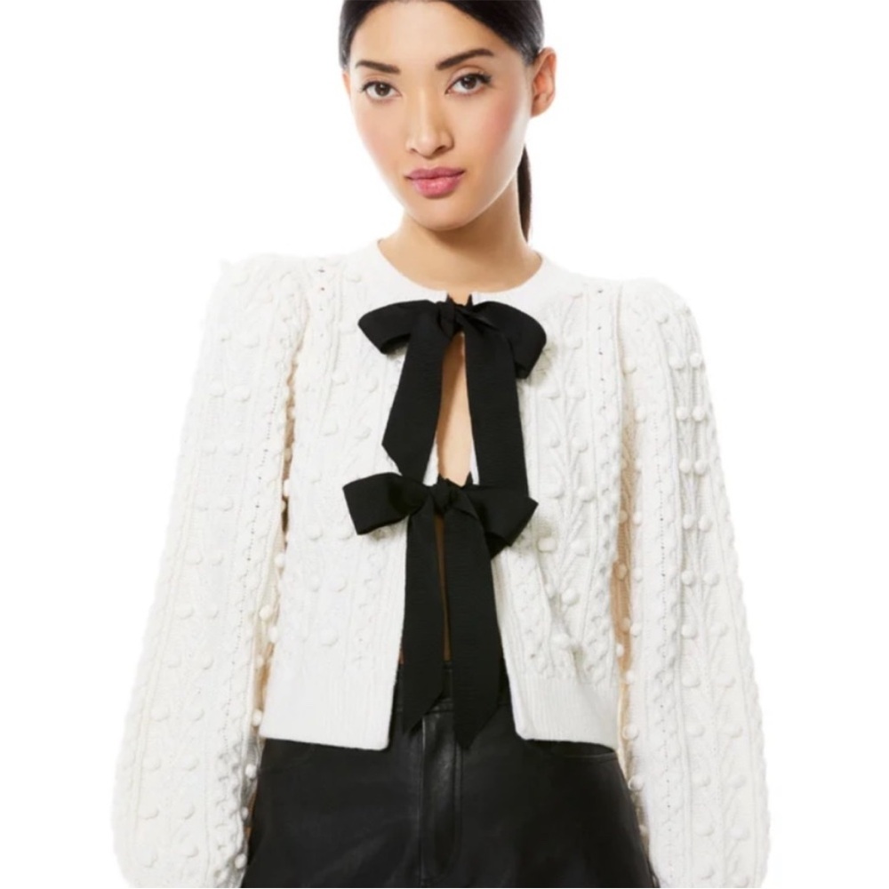 Alice + Olivia Kitty Puff Sleeve Cardigan Small